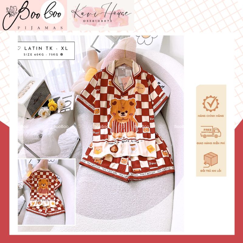 XL 58-72kg 🍁 Đồ Mặc Nhà Pijama Boo Boo Lụa Latin/Xước Hàng Thiết Kế Freesize