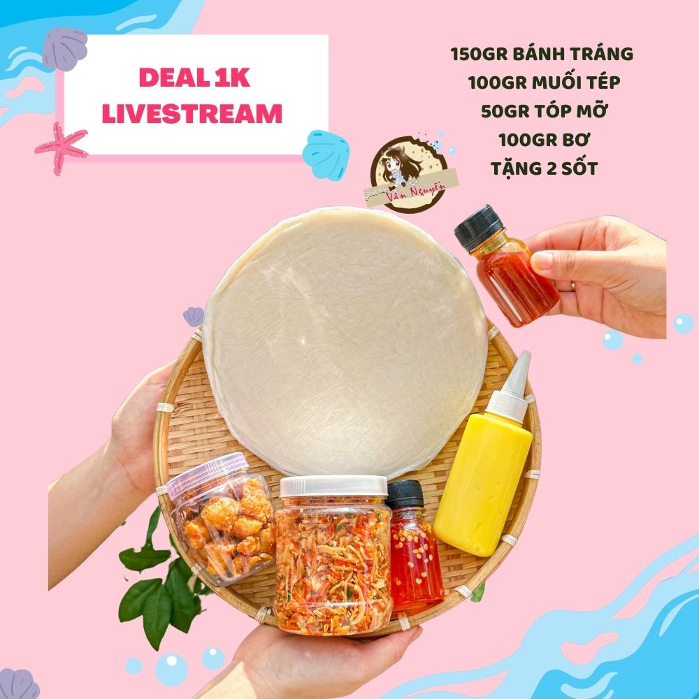 Combo bánh tráng tóp mỡ mini tặng 2 sốt. Bánh tráng vân nguyễn