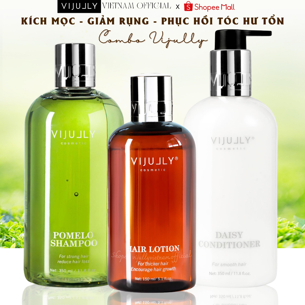 Combo Vijully chăm sóc tóc cao cấp kích mọc tóc, ngăn rụng tóc, phục hồi tóc hư tổn, dưỡng tóc chắc khỏe mềm mượt