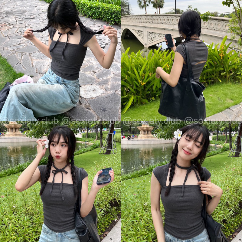 Áo kiểu cánh tiên kèm dây cột cổ dễ thương dáng ôm dành cho nữ A83