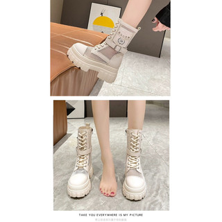 (ODER) Boots da thời trang cao cấp phối lưới đế 7cm