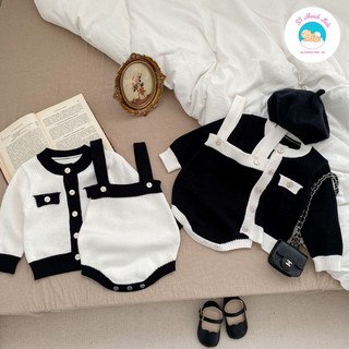 Set yếm + áo khoác len hàng QC siêu sang chảnh cho bé gái