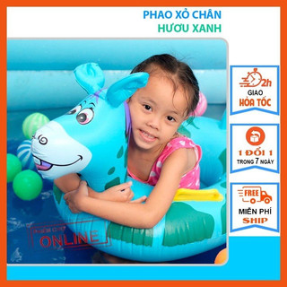 Phao bơi trẻ em hình thú chống lật cho bé - phao xỏ chân hình HUƠU XANH