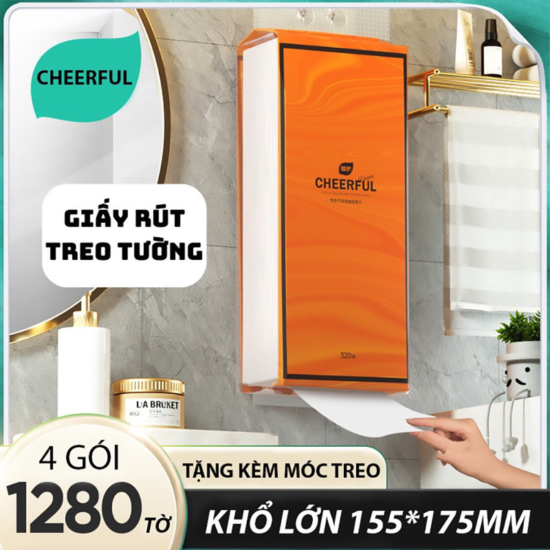 1280 tờ nội địa Trung cao cấp, giấy vệ sinh treo tường 4 lớp bột gỗ nguyên sinh