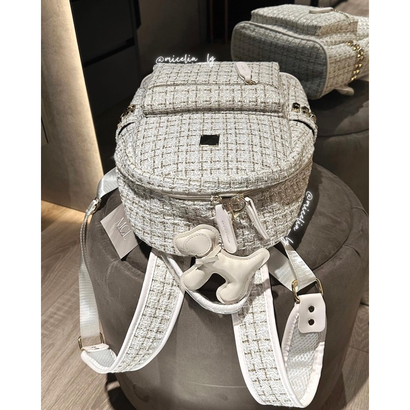 Balo Tweed Trắng Kem