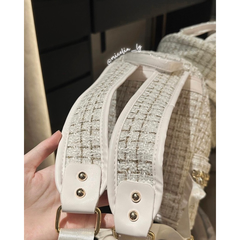 Balo Tweed Trắng Kem