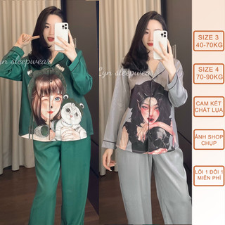 Đồ bộ, đồ ngủ dài bigsize 40-90kg xước thiết kế-pyjama