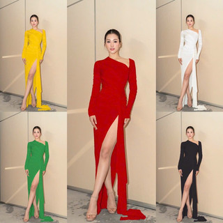 Đầm dạ hội xếp ly cổ chéo. Hàng TK