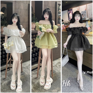 Đầm dáng xoè trễ vai tầng tiểu thư Datasco