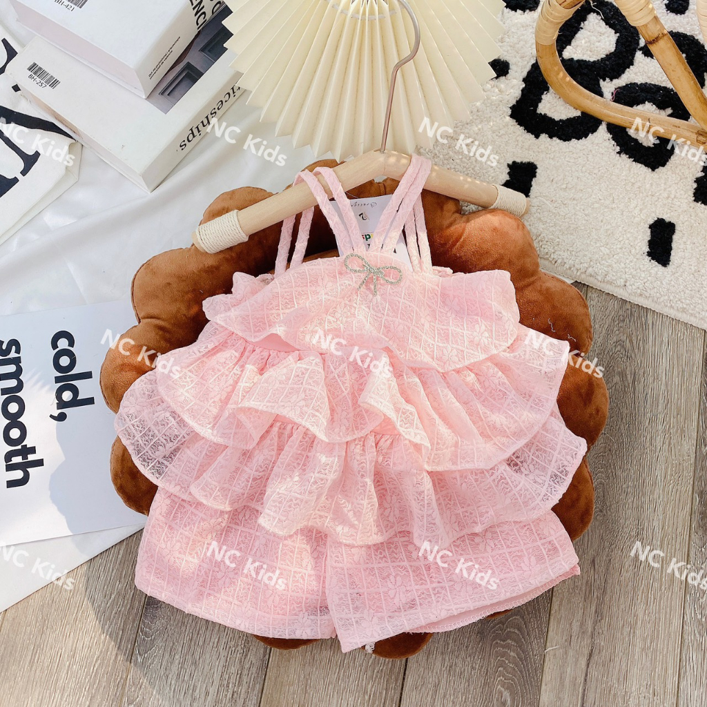 Bộ Bèo Nơ Đá cho bé gái siêu xinh chất tơ nhuyễn size 8kg - 22kg