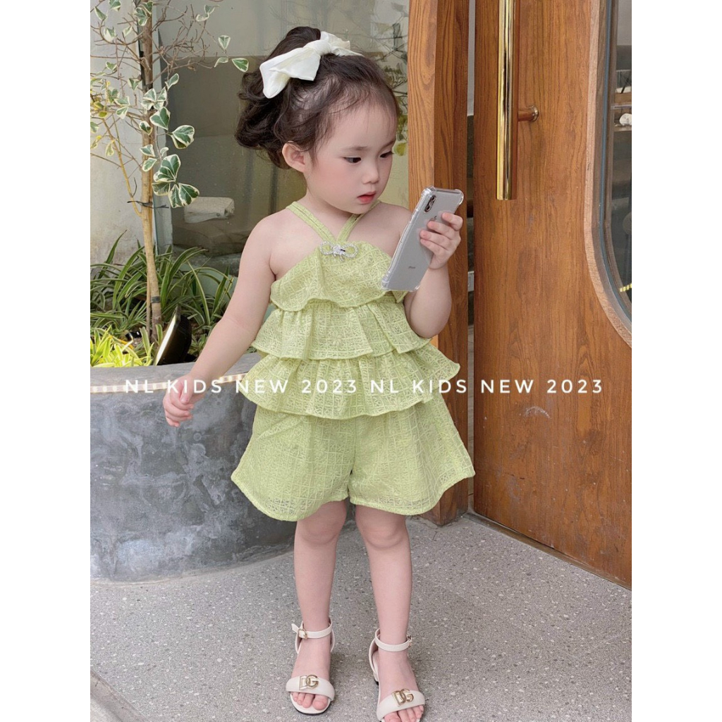 Bộ Bèo Nơ Đá cho bé gái siêu xinh chất tơ nhuyễn size 8kg - 22kg