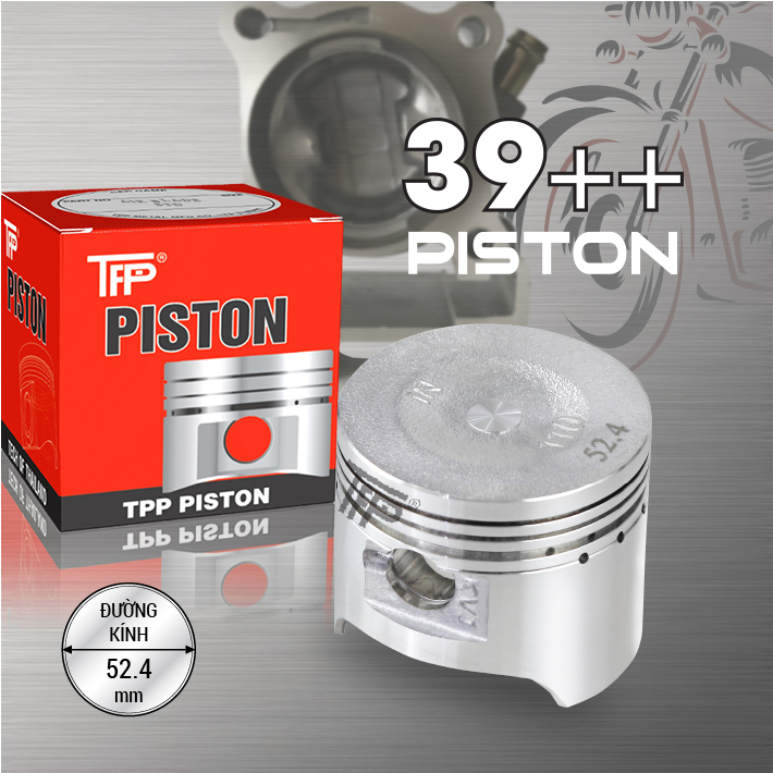 WAVE 52.4 Piston xe máy Bạc ắc BỘ LẺ, trái piston TPP, phụ kiện xe máy
