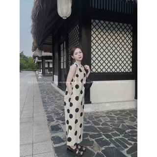 Váy chấm bi hàn dáng dài hở lưng NGN