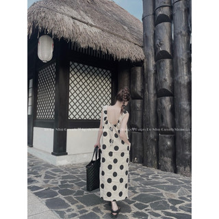 Váy chấm bi hàn dáng dài hở lưng NGN