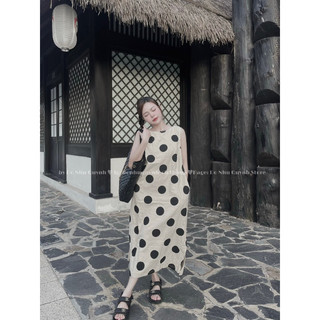 Váy chấm bi hàn dáng dài hở lưng NGN
