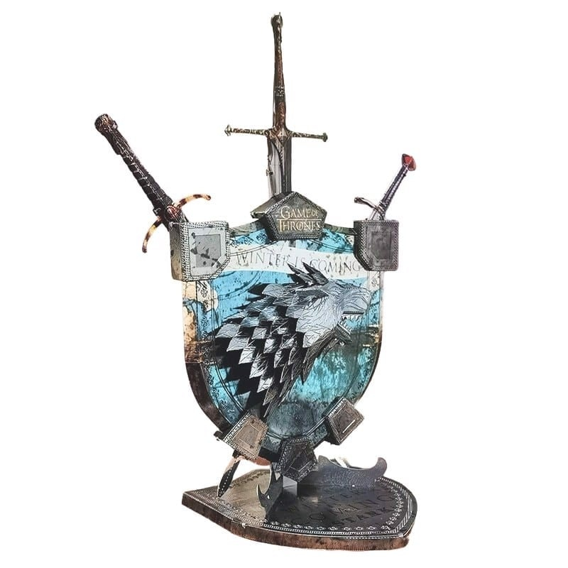 Mô Hình Kim Loại Lắp Ráp 3D Metal Head Game of Thrones Gia Huy Nhà Stark Sigil (Nhiều Màu)