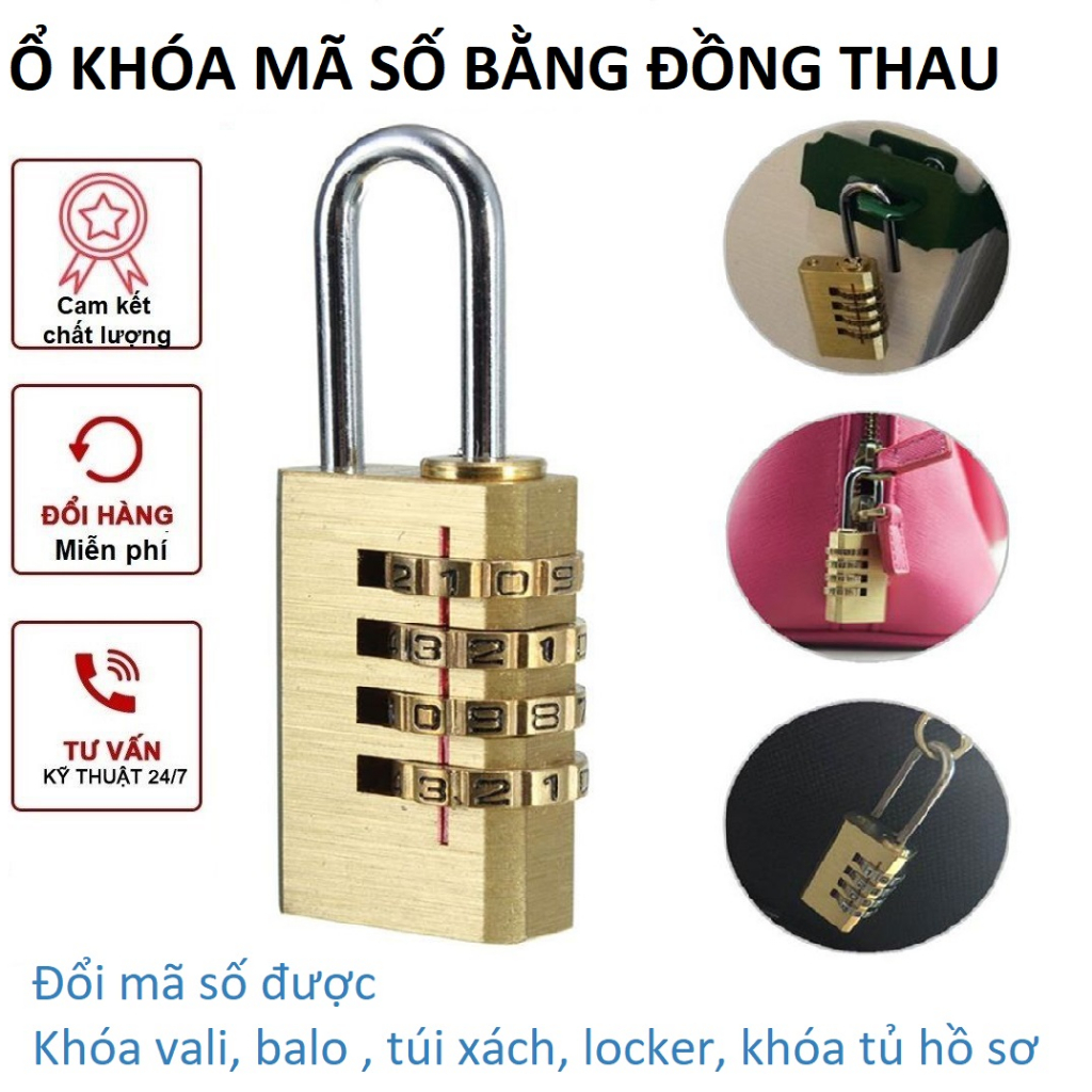 Khóa Mã Số Mini Bằng Đồng Thau Đổi Được Mã , Ổ Khóa Mã Số Xoay Không Cần Chìa Khóa Balo Vali Túi xách Tủ