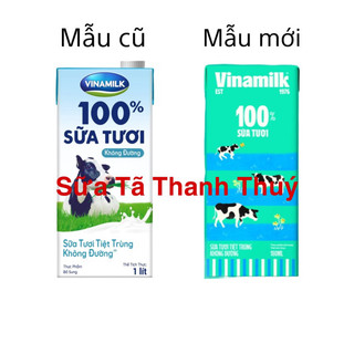 Sữa tươi tiệt trùng Vinamilk 100% Không đường - Hộp giấy 1 lít