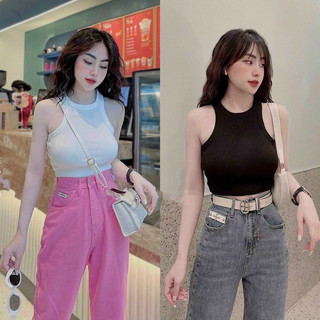ÁO CROPTOP BA LỖ XINH ĐẸP BASIC GÂN TĂM B999