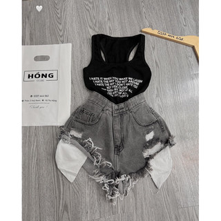 quần short jean rách túi lòi trơn cực cá túnh