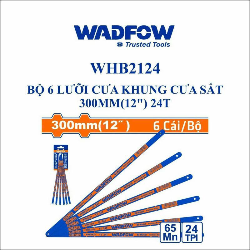 Combo 6 lưỡi cưa sắt 12 inch loại 24 răng WADFOW WHB2124