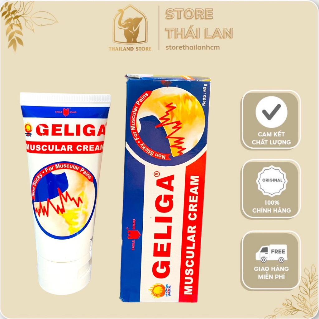 [CHÍNH HÃNG] Kem Xoa Bóp Nóng Geliga Krim Otot 60gram Indonesia (Dạng Tuýp/Chất Kem)