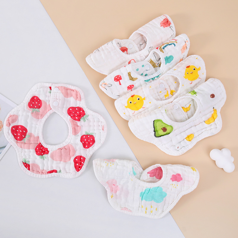 Yếm xô 8 lớp xoay tròn 360 độ hình bông hoa, chất liệu vải dày siêu thấm hút tốt cho bé shop uni baby