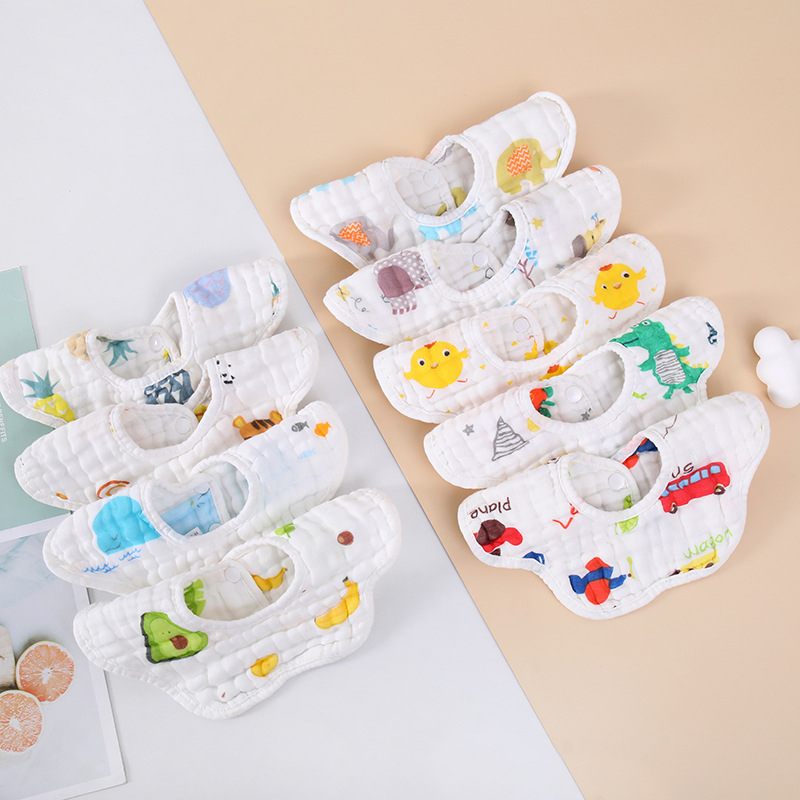 Yếm xô 8 lớp xoay tròn 360 độ hình bông hoa, chất liệu vải dày siêu thấm hút tốt cho bé shop uni baby