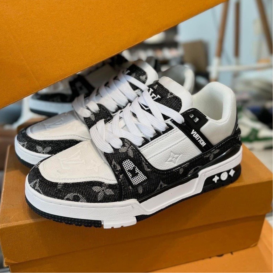 🔥HOT🔥Giày LV Louis_Vuitton Green White Black,Giày LV Xanh Bò Hàng Quảng Châu Cao Cấp Nhất Sang Trọng Full Phụ Kiện Mới