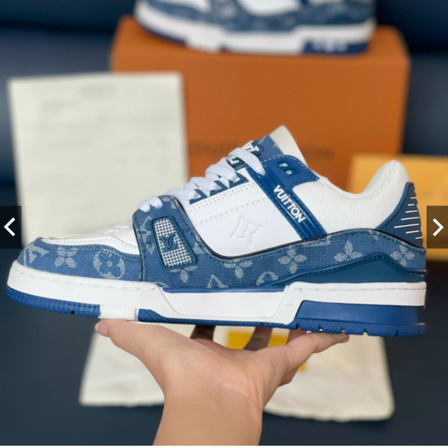 🔥HOT🔥Giày LV Louis_Vuitton Green White Black,Giày LV Xanh Bò Hàng Quảng Châu Cao Cấp Nhất Sang Trọng Full Phụ Kiện Mới