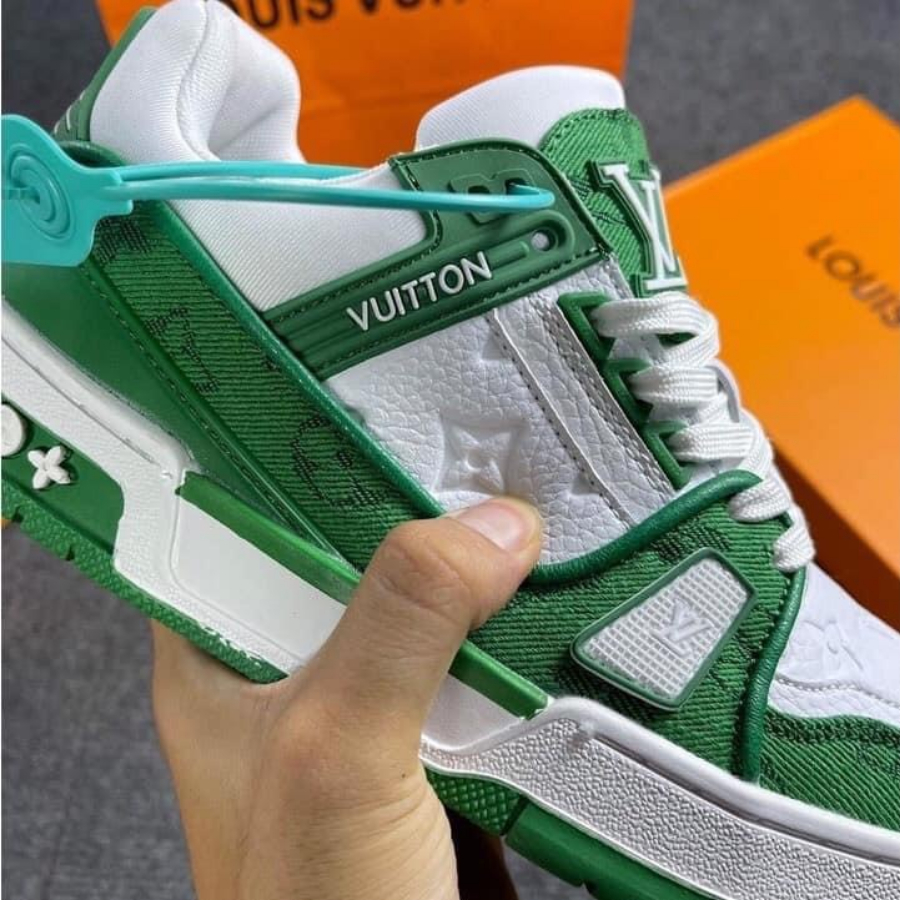 🔥HOT🔥Giày LV Louis_Vuitton Green White Black,Giày LV Xanh Bò Hàng Quảng Châu Cao Cấp Nhất Sang Trọng Full Phụ Kiện Mới