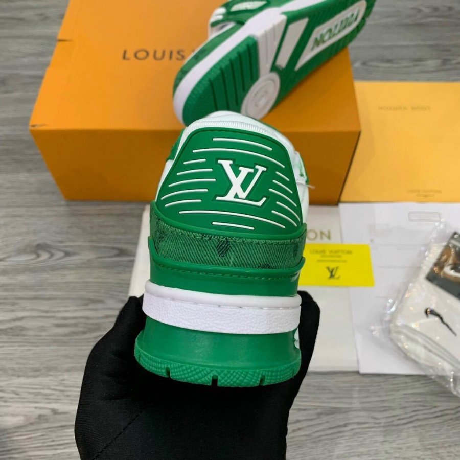 🔥HOT🔥Giày LV Louis_Vuitton Green White Black,Giày LV Xanh Bò Hàng Quảng Châu Cao Cấp Nhất Sang Trọng Full Phụ Kiện Mới