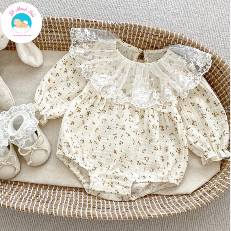 Body hoa nhí cổ ren style Hàn siêu xinh cho bé gái hàng QC