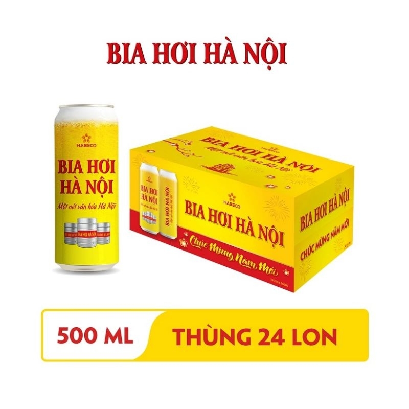 Thùng 24 lon Bia hơi Hà Nội lon 500ml