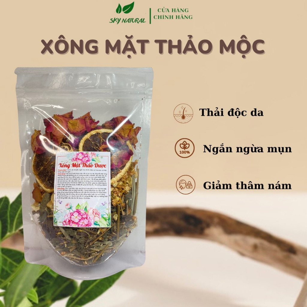 Xông Mặt Thảo Dược, Thảo Mộc Xông Mặt Thải Độc Làm Sạch Da Sáng Da Ngăn Ngừa Mụn Organic