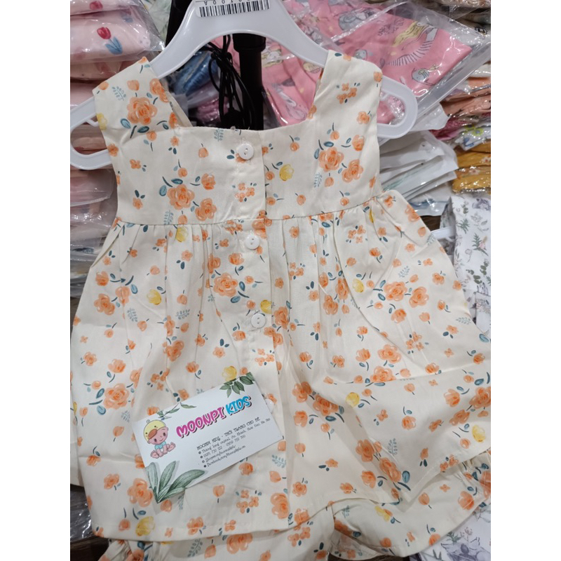 Bộ ba lỗ cho bé gái áo dáng babydoll quần nhún bèo dễ thương