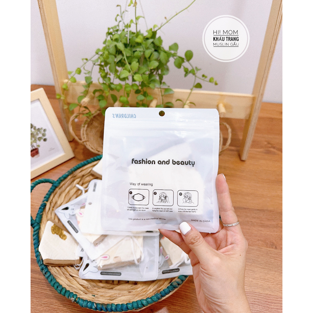 Khẩu trang xô  Himom Muslin cho bé in hoa tiết xinh xắn