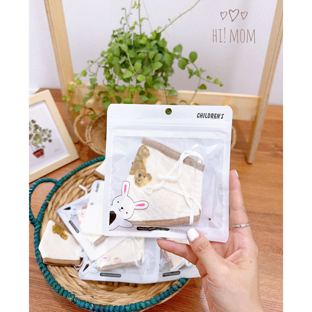 Khẩu trang xô  Himom Muslin cho bé in hoa tiết xinh xắn