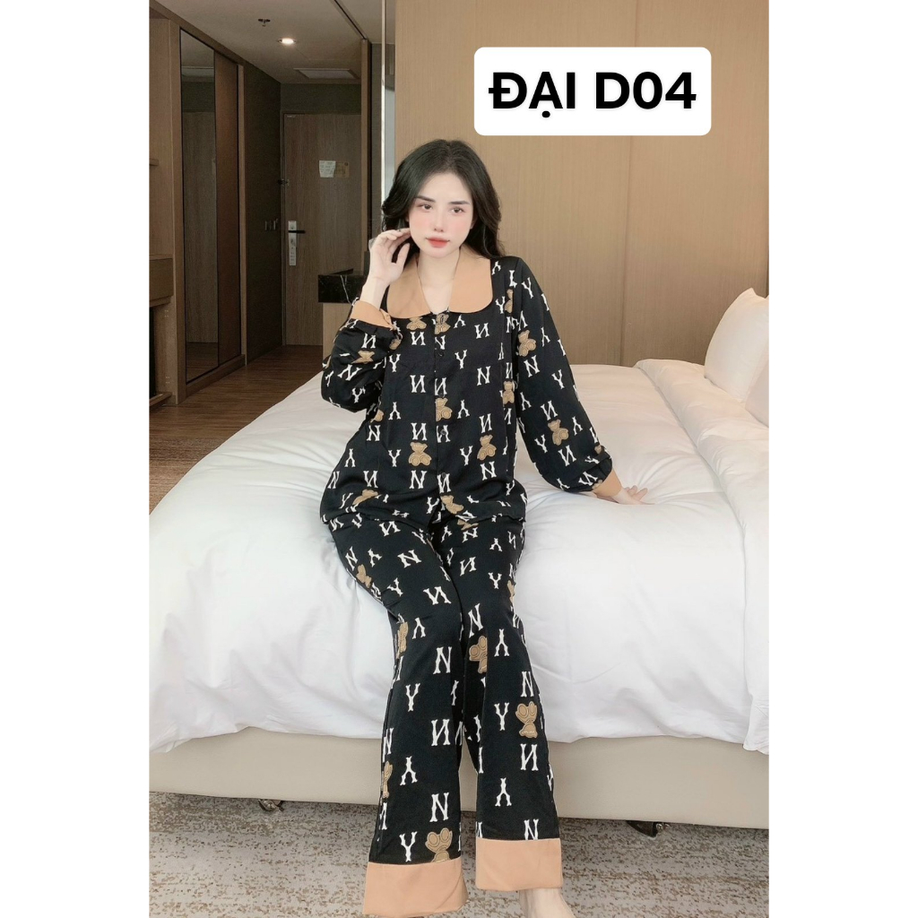 Bộ quần áo ngủ mặc nhà pijama nữ size 40kg đến 75kg chất kate mềm hợp thời trang bôn mùa - naheeofficial