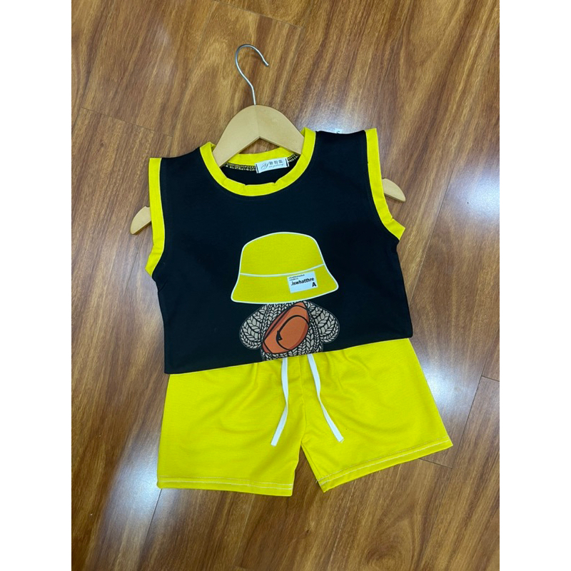 Bộ ba lỗ GẤU ĐỘI MŨ cực ngầu HOTTREND cho bé trai bé gái 6-30kg Cotton