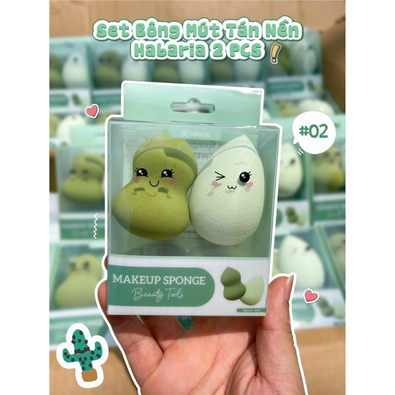 SET BÔNG MÚT TÁN NỀN HABARIA MAKEUP SPONGE 2 PCS– COUPLE SWEET SET