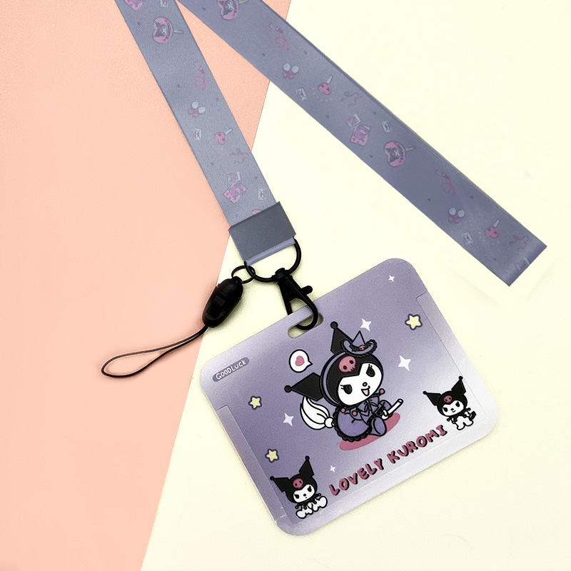 Dây đeo thẻ ngang dành cho học sinh, sinh viên, nhân viên họa tiết hoạt hình nhân vật Sanrio Pochacco, Kurin,Cinnamaroll