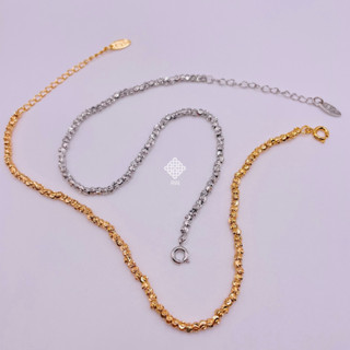 Lắc chân titan hột bi, Vòng chân titan bi không phai không rỉ màu 18k và trắng bạc, trangsucmoiluatuoi.RIN