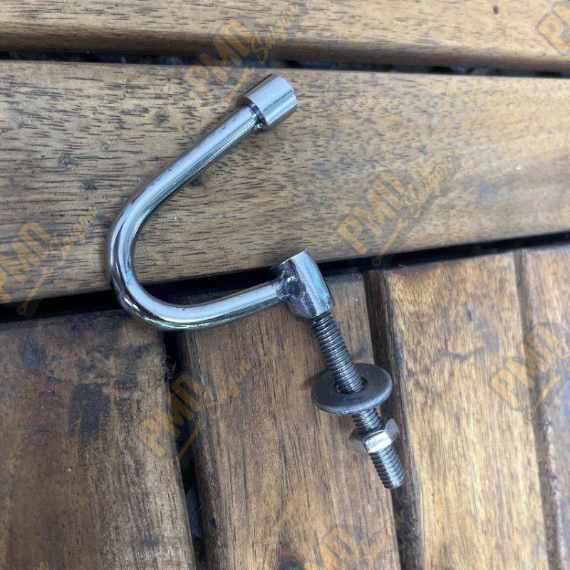 Móc bửng, móc treo xe máy inox hình lưỡi câu