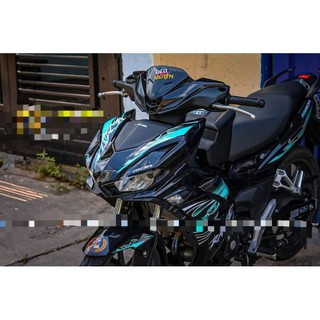 Tem rời Winner V3 - Mẫu tem lửa xanh dán xe đen nét