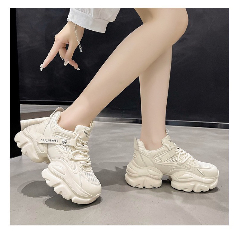 Giày thể thao nữ vải lưới thoáng khí đế cao 5p MusaSi