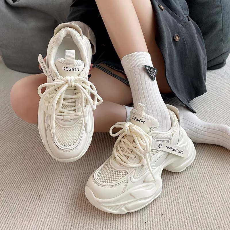 Giày thể thao nữ vải lưới thoáng khí đế cao 5p MusaSi