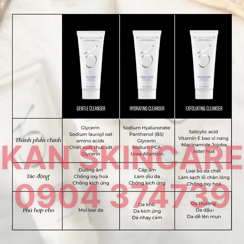 ⭐️ Sữa rửa mặt mini cho mọi loại da Zo Gentle Cleanser / Exfoliating / Hydrating 60ml