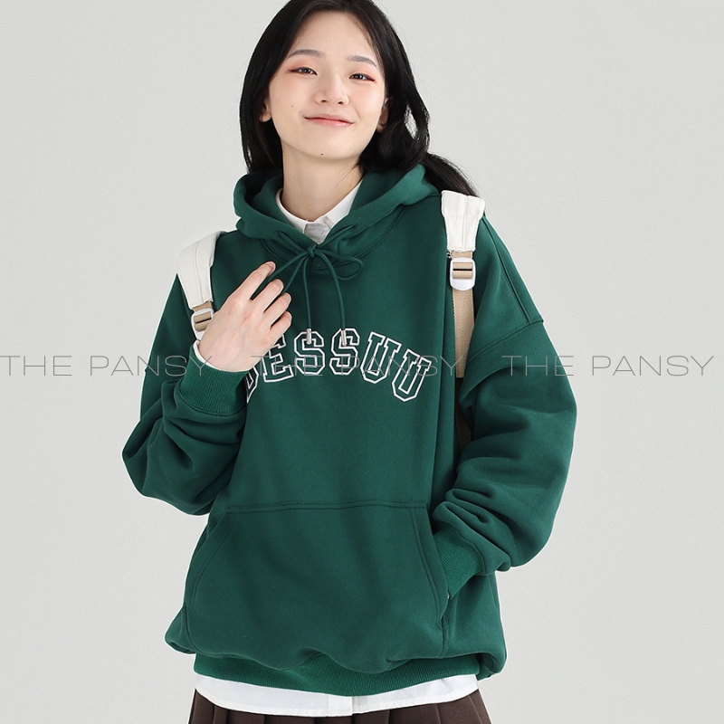 (PRE-ORDER) Áo hoodie xanh lá logo in chữ DESSUU trắng trước ngực MÃ 073