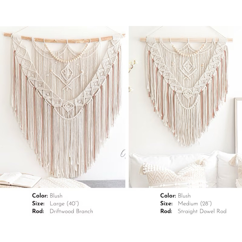 Mành treo decor mix hạt gỗ decor vintage